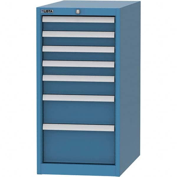 LISTA - 7 Drawer, 45 Compartment Bright Blue Steel Modular Storage Cabinet - Americas Tooling