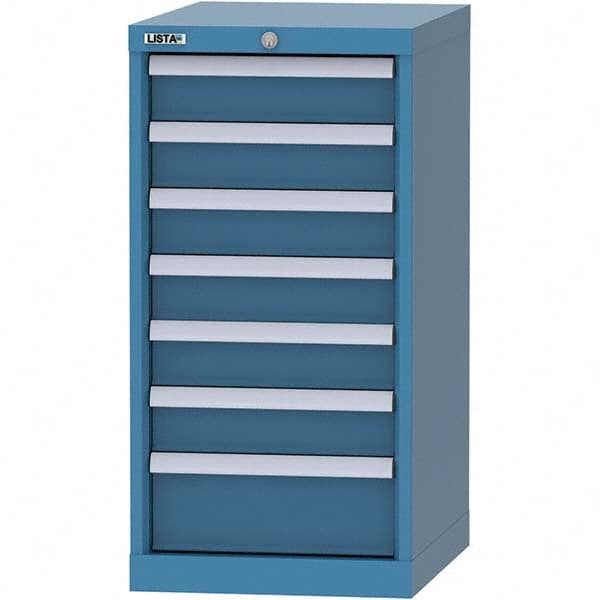 LISTA - 7 Drawer, 216 Compartment Bright Blue Steel Modular Storage Cabinet - Americas Tooling