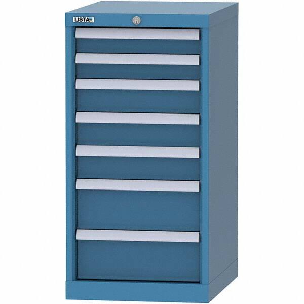 LISTA - 7 Drawer, 216 Compartment Bright Blue Steel Modular Storage Cabinet - Americas Tooling