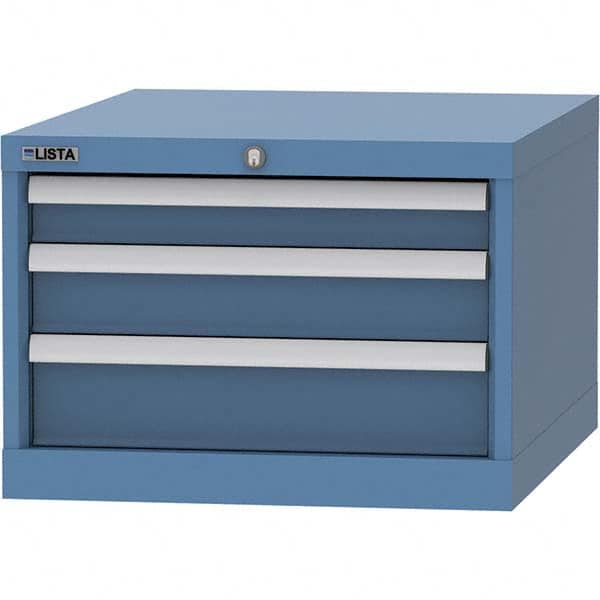 LISTA - 3 Drawer, 99 Compartment Bright Blue Steel Modular Storage Cabinet - Americas Tooling