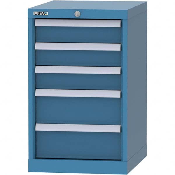 LISTA - 5 Drawer, 216 Compartment Bright Blue Steel Modular Storage Cabinet - Exact Industrial Supply