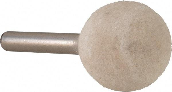 Value Collection - 1" Diam, 1/4" Shank Diam, Ball Shaped Mounted Bob - Rock Hard Density, 1" Head Length, 2" Shank Length, Wool Felt - Americas Tooling