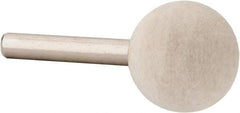 Value Collection - 1" Diam, 1/4" Shank Diam, Ball Shaped Mounted Bob - Medium Density, 1" Head Length, 2" Shank Length, Wool Felt - Americas Tooling