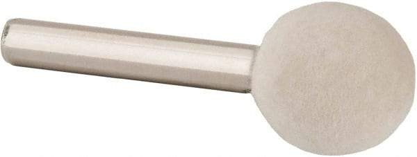 Value Collection - 3/4" Diam, 1/4" Shank Diam, Ball Shaped Mounted Bob - Hard Density, 3/4" Head Length, 2" Shank Length, Wool Felt - Americas Tooling