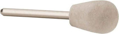 Value Collection - 1/2" Diam, 1/8" Shank Diam, Olive Shaped Mounted Bob - Hard Density, 3/4" Head Length, 2" Shank Length, Wool Felt - Americas Tooling