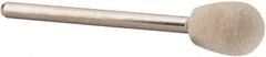 Value Collection - 3/8" Diam, 1/8" Shank Diam, Oval Shaped Mounted Bob - Medium Density, 1/2" Head Length, 2" Shank Length, Wool Felt - Americas Tooling