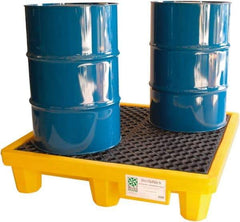 UltraTech - 66 Gal Sump, 6,000 Lb Capacity, 4 Drum, Polyethylene Spill Deck or Pallet - 53" Long x 53" Wide x 12" High, Liftable Fork, Drain Included, 2 x 4 Drum Configuration - Americas Tooling