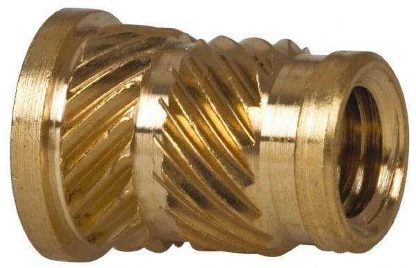 E-Z LOK - 1/4" Drill, 10 32 UNF, 0.278" Diam, Brass Headed Heat Installed Threaded Insert - 1/4" Hole, 0.418" OAL x 0.043" High, 5/16" Head Diam - Americas Tooling