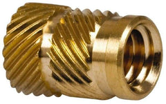 E-Z LOK - 5/16" Drill, 1/4 20 UNC, 0.341" Diam, Brass Headed Heat Installed Threaded Insert - 0.315" Hole, 0.341" OAL x 0.053" High, 3/8" Head Diam - Americas Tooling