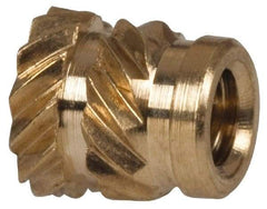 E-Z LOK - 1/8" Drill, 2 56 UNC, 0.141" Diam, Brass Unheaded Heat Installed Threaded Insert - 1/8" Hole, 0.157" OAL - Americas Tooling