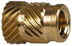 E-Z LOK - 1/4" Drill, 10 32 UNF, 0.278" Diam, Brass Unheaded Heat Installed Threaded Insert - 1/4" Hole, 3/8" OAL - Americas Tooling