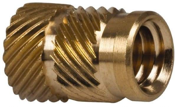 E-Z LOK - 5/16" Drill, 1/4 20 UNC, 0.341" Diam, Brass Unheaded Heat Installed Threaded Insert - 0.315" Hole, 1/2" OAL - Americas Tooling