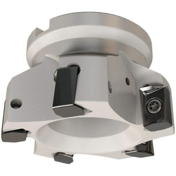 Iscar - 3 Inserts, 50mm Cut Diam, 22mm Arbor Diam, 16.3mm Max Depth of Cut, Indexable Square-Shoulder Face Mill - 0/90° Lead Angle, 40mm High, H490 AN.X 17 Insert Compatibility, Through Coolant, Series Helido - Americas Tooling