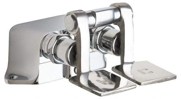 Chicago Faucets - No Spout, Self Closing Cartridges Design, Rough Chrome, Floor Mounted, Floor Mounted Faucet with Short Pedals - Pedal Handle - Americas Tooling