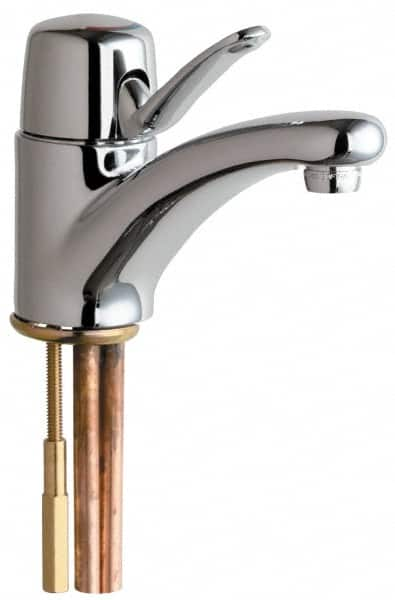 Chicago Faucets - Single Handle, Deck Mounted, Single Hole Bathroom Faucet - Ceramic Mixing Cartridge, No Drain, Integral Spout - Americas Tooling