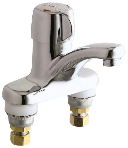 Chicago Faucets - Round Handle, Deck Mounted Bathroom Faucet - One Handle, No Drain, Standard Spout - Americas Tooling