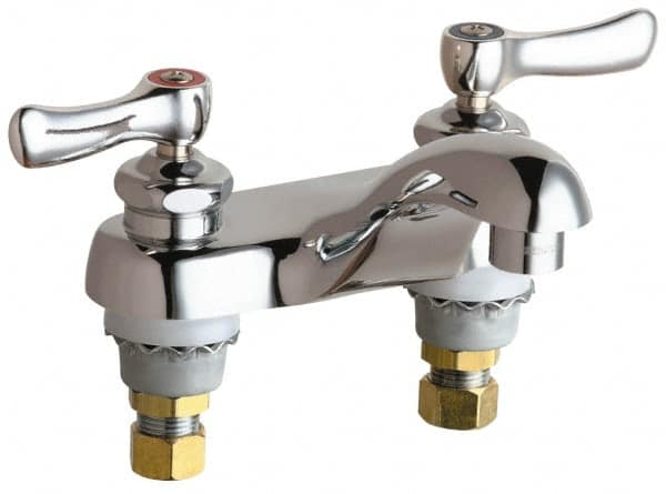 Chicago Faucets - Lever Handle, Deck Mounted, Vandal Resistant Bathroom Faucet - Two Handle, No Drain, Standard Spout - Americas Tooling