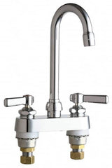 Chicago Faucets - Lever Handle, Deck Mounted Bathroom Faucet - Two Handle, No Drain, Gooseneck Spout - Americas Tooling