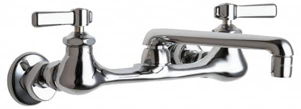 Chicago Faucets - Wall Mount, Swing Spout Service Sink Faucet - Two Handle, Lever Handle, 6 Cast Spout, No Drain - Americas Tooling