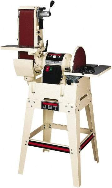 Jet - 48 Inch Long x 6 Inch Wide Belt, 12 Inch Diameter, Horizontal and Vertical Combination Sanding Machine - 2,500 Ft./min Belt Speed, 1-1/2 HP, Single Phase - Americas Tooling