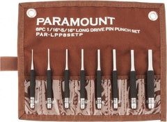 Paramount - 8 Piece, 1/16 to 5/16", Pin Punch Set - Round Shank, Comes in Canvas Roll - Americas Tooling