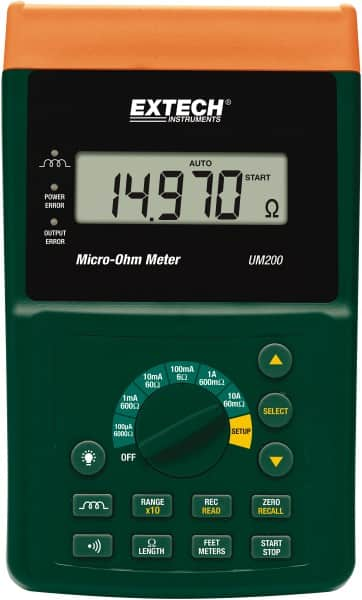 Extech - Digital LCD Display, 600 Megohm Electrical Insulation Resistance Tester & Megohmmeter - Powered by 11.1V Battery & Rechargeable Li-Polymer Battery - Americas Tooling