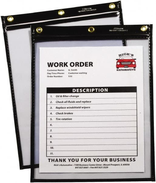 C-LINE - 15 Piece Black/Clear Shop Ticket Holder - 12" High x 9" Wide - Americas Tooling