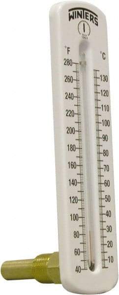 Winters - 40 to 280°F, Industrial Thermometer with Standard Thermowell - 1 Inch Immersion Length, 2 Inch Stem Length, 8 Inch Long, 1/2 Inch Thread - Americas Tooling