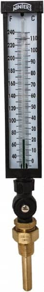 Winters - 30 to 240°F, Industrial Thermometer with Standard Thermowell - 3 Inch Immersion Length, 3-1/2 Inch Stem Length, 17 Inch Long, 3/4 Inch Thread - Americas Tooling