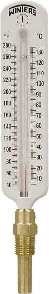 Winters - 40 to 280°F, Industrial Thermometer with Standard Thermowell - 1 Inch Immersion Length, 2 Inch Stem Length, 11 Inch Long, 1/2 Inch Thread - Americas Tooling