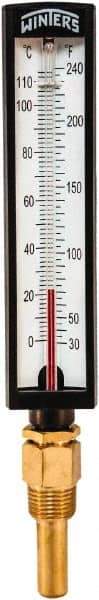 Winters - 30 to 240°F, Industrial Thermometer with Standard Thermowell - 2 Inch Immersion Length, 1.825 Inch Stem Length, 10 Inch Long, 1/2 Inch Thread - Americas Tooling