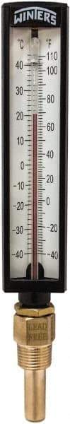 Winters - -40 to 110°F, Industrial Thermometer with Standard Thermowell - 2 Inch Immersion Length, 1.825 Inch Stem Length, 10 Inch Long, 1/2 Inch Thread - Americas Tooling