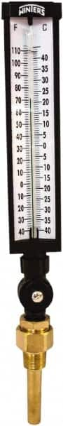 Winters - -40 to 110°F, Industrial Thermometer with Standard Thermowell - 3 Inch Immersion Length, 3-1/2 Inch Stem Length, 17 Inch Long, 3/4 Inch Thread - Americas Tooling