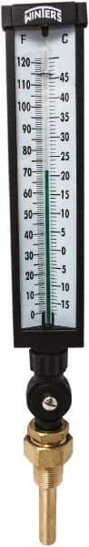 Winters - -15 to 120°F, Industrial Thermometer with Standard Thermowell - 3 Inch Immersion Length, 3-1/2 Inch Stem Length, 17 Inch Long, 3/4 Inch Thread - Americas Tooling