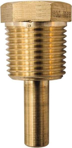 Winters - 1.61 Inch Overall Length, 1/2 Inch Thread, Brass Thermowell - 0.9 Inch Insertion Length - Americas Tooling