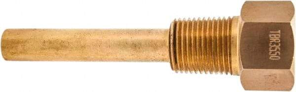 Winters - 4-1/2 Inch Overall Length, 1/2 Inch Thread, Brass Thermowell - 2-1/2 Inch Insertion Length - Americas Tooling