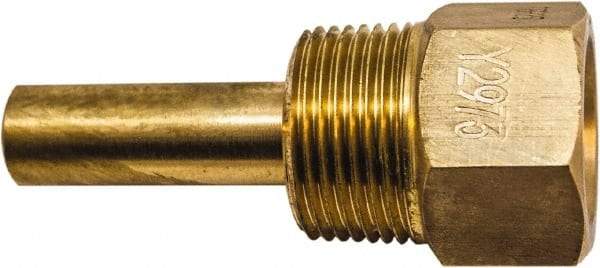 Winters - 3-1/2 Inch Overall Length, 3/4 Inch Thread, Brass Thermowell - 1-3/8 Inch Insertion Length - Americas Tooling