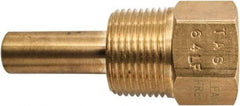 Winters - 2-1/2 Inch Overall Length, 3/4 Inch Thread, Brass Thermowell - 1.3 Inch Insertion Length - Americas Tooling