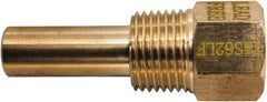 Winters - 2-1/2 Inch Overall Length, 1/2 Inch Thread, Brass Thermowell - 1.3 Inch Insertion Length - Americas Tooling