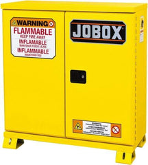 Jobox - 2 Door, 1 Shelf, Yellow Steel Standard Safety Cabinet for Flammable and Combustible Liquids - 49" High x 46-3/32" Wide x 19-5/8" Deep, Manual Closing Door, 30 Gal Capacity - Americas Tooling