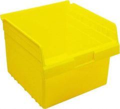 Quantum Storage - 11-5/8" Deep, Yellow Polypropylene Hopper Shelf Bin - 8" High x 11-1/8" Wide x 11-5/8" Long - Americas Tooling