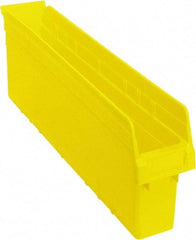 Quantum Storage - 23-5/8" Deep, Yellow Polypropylene Hopper Shelf Bin - 8" High x 4-3/8" Wide x 23-5/8" Long - Americas Tooling