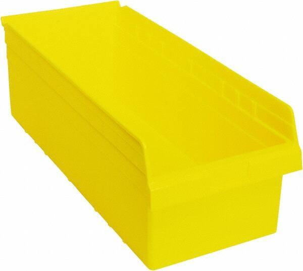 Quantum Storage - 23-5/8" Deep, Yellow Polypropylene Hopper Shelf Bin - 8" High x 11-1/8" Wide x 23-5/8" Long - Americas Tooling