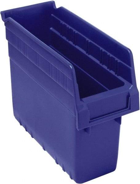 Quantum Storage - 11-5/8" Deep, Blue Polypropylene Hopper Shelf Bin - 8" High x 4-3/8" Wide x 11-5/8" Long - Americas Tooling