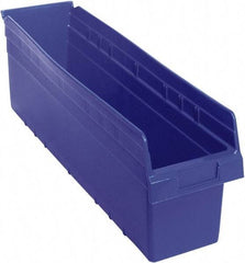 Quantum Storage - 23-5/8" Deep, Blue Polypropylene Hopper Shelf Bin - 8" High x 6-5/8" Wide x 23-5/8" Long - Americas Tooling