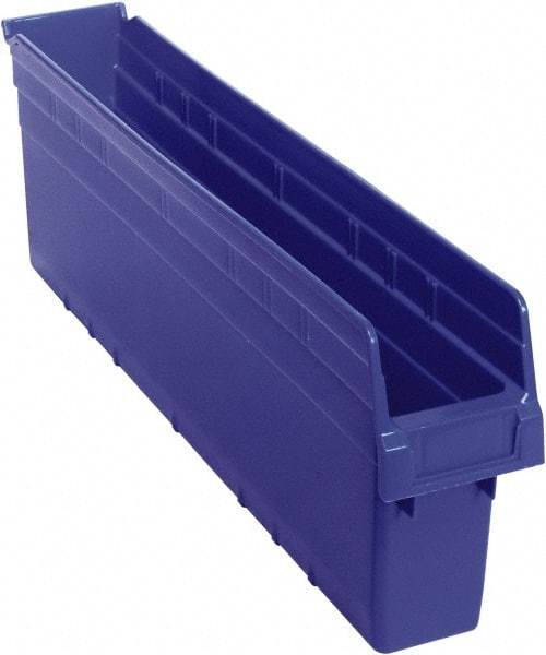 Quantum Storage - 23-5/8" Deep, Blue Polypropylene Hopper Shelf Bin - 8" High x 4-3/8" Wide x 23-5/8" Long - Americas Tooling