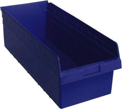 Quantum Storage - 23-5/8" Deep, Blue Polypropylene Hopper Shelf Bin - 8" High x 11-1/8" Wide x 23-5/8" Long - Americas Tooling