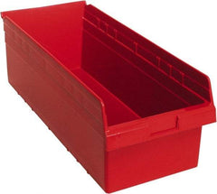 Quantum Storage - 23-5/8" Deep, Red Polypropylene Hopper Shelf Bin - 8" High x 11-1/8" Wide x 23-5/8" Long - Americas Tooling