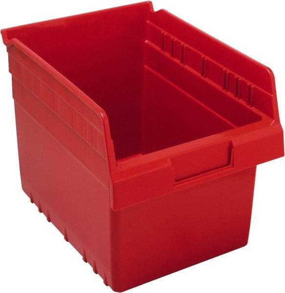 Quantum Storage - 11-5/8" Deep, Red Polypropylene Hopper Shelf Bin - 8" High x 8-3/8" Wide x 11-5/8" Long - Americas Tooling