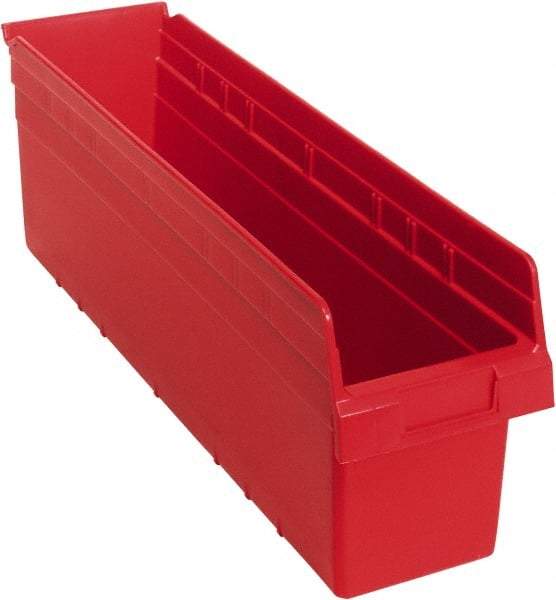 Quantum Storage - 23-5/8" Deep, Red Polypropylene Hopper Shelf Bin - 8" High x 6-5/8" Wide x 23-5/8" Long - Americas Tooling